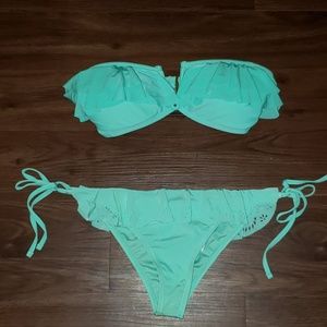 Forever 21 Swim - Forever 21 bikini swimsuit mint green ruffle small Forever 21 Swim - Forever 21 bikini swimsuit mint green ruffle small